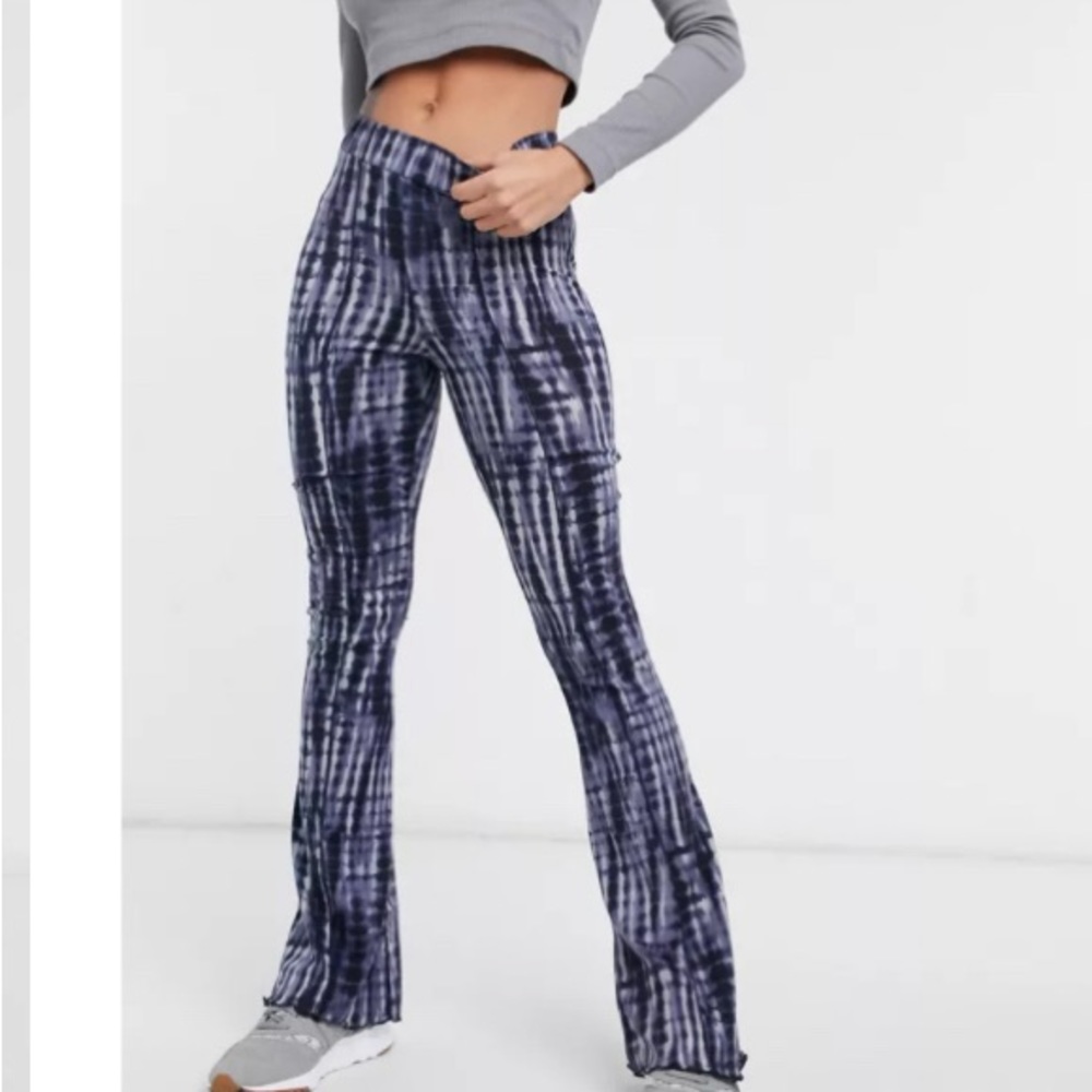 Top shop tie dyed lettuce hem flare pants